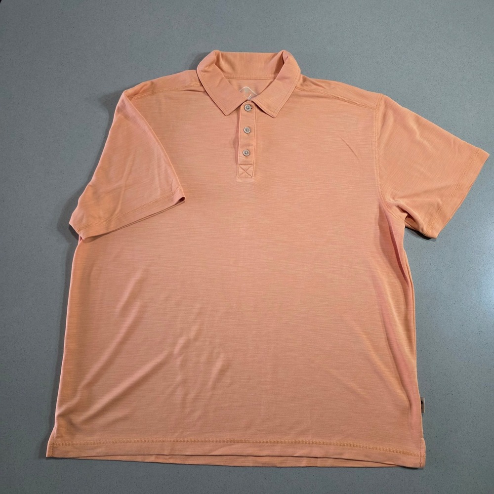 Paradise Collection Mens XL Peach Orange Modal Blend Short Sleeve Polo Shirt